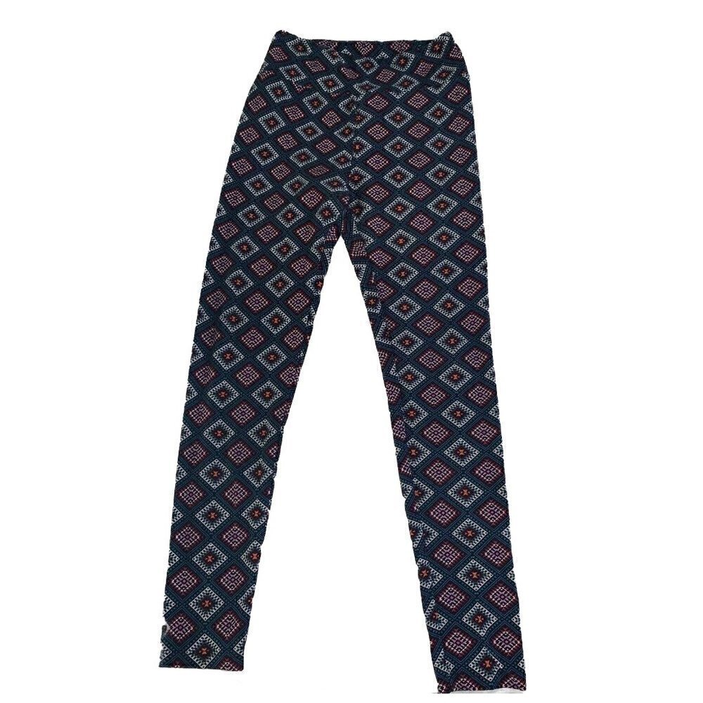 LuLaRoe Geometric Print  Curvy Navy Blue Leggings